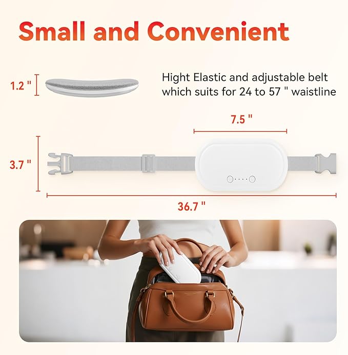 Portable Electric Heating Pad for Period Cramps,Menstrual Heating Pads with 4 Heat Levels and 4 Vibrating Modes for Women Stomach Pain Relief-White
