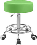 Rolling Stool, Heavy Weight Capacity 250lb, PU Leather Rolling stools, Ultra Soft Padded Seat, Rolling Stools with Wheels and Footrest, 360° Swivel, Spa Drawing Salon Work Office Tattoo Stool (Green)