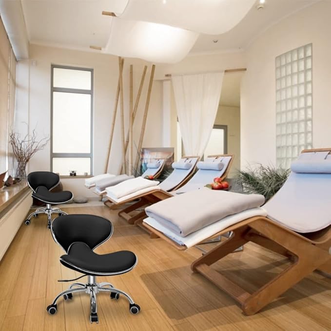 Pedicure Chair for Nail Tech,Adjustable Height, Hourglass Type Ergonomic Back Support Rolling Swivel Stool,Perfect for Massage and Salon Office Facial Spa Medical Tatoo