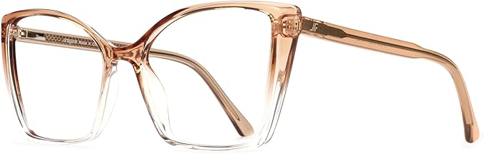 Blue Light Blocking Glasses for Women, Oversized Trendy Cat Eye Computer Gaming Glasses Anti Glare & UV Glare RF6204 (Clear Gradient Brown Cateye Frame)