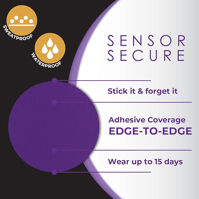 CGM Overpatch | Freestyle Libre 3 | Purple Full Coverage Design| 25-Count | Waterproof Adhesive | Anti-Fray | Easy Application & Removal | Made in USA | Sensor Protection