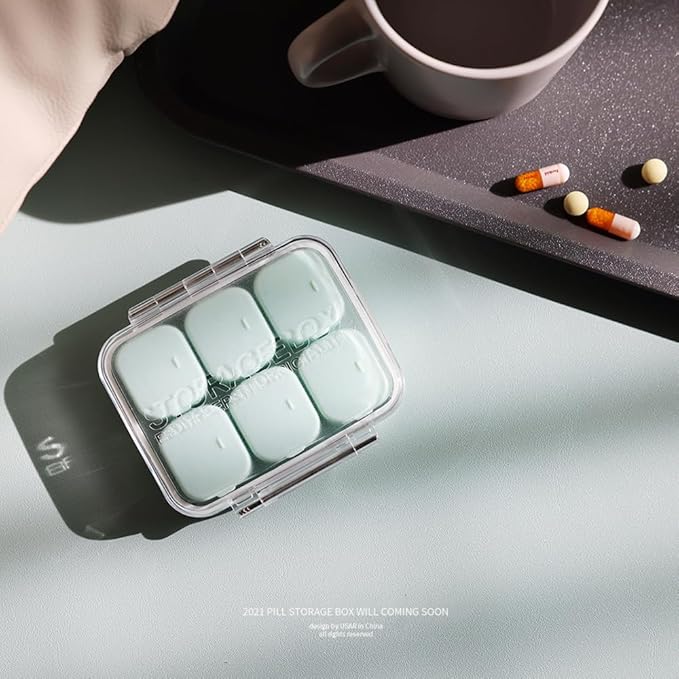 RICHCEE 10 Compartments Daily Pill Organizer for Pocket Purse,Daily Portable Pills Fish Oil/Vitamin/Supplement Box (Blue)