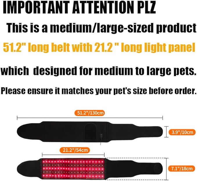 Red Light Therapy Belt for Dogs - Portable Red Light Therapy Mat for Pets, Dog Pain Relief Hip & Joint Care, Back Pain Relief, Infrared Light Therapy Device for Home Use, Horses & Pets