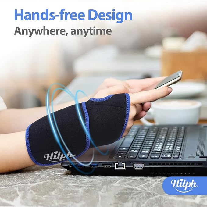 Hilph Wrist Ice Pack Wrap, Reusable Wrist Brace with Gel Hot Cold Compression Pack for Hand Injuries, Hand Ice Pack for Carpal Tunnel, Rheumatoid, Tendonitis, Swelling, Black