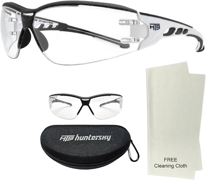 HTS HUNTERSKY Super Flexible Lightweight Anti Fog Wrap-Around U6 Clear Shooting Safety Glasses with ANSI Z87.1 Scratch Resist