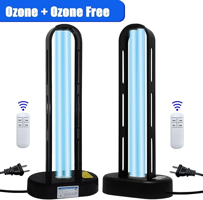 BAIMNOCM UVC Light, 2 Pack 38 Watt UV Light for Mold, Ultraviolet Light for Room, UV-C Lamp for Dust Mite Device with 15/30/60 Minutes Timer, Indoor Use