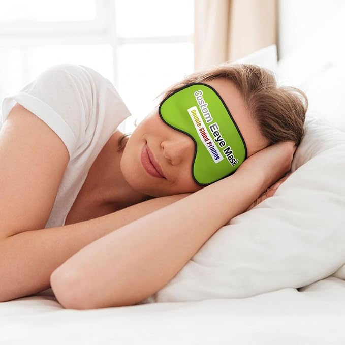 Personalized Eye Masks,Customized Sleep Blindfold Eye Mask,Custom Blackout Eye Cover with Adjustable Strap for Travel and Nap Yellow Green