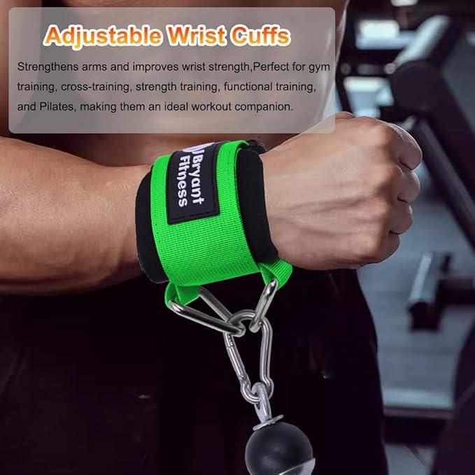 J Bryant Fitness Wrist Cuffs for Cable Machines – Heavy Duty Adjustable Wrist Straps with 7mm Neoprene Padding for Strength Training, Pull Exercises, and Forearm Support