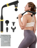 3-in-1 Massage Gun Deep Tissue with Extended Handle，Back Massager for Pain Relief, Portable Percussion Muscle Massager for Shoulder, Thigh, Waist & Neck (BlackGold)