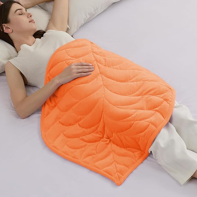 Kaisa Weighted Lap Blanket 5 lbs 23" x 29", Cozy Luxury Crystal Velvet Small Weighted Blanket for Adults, Portable Travel Weighted Blanket for Relaxation, All-Season Blanket, Machine Washable, Orange