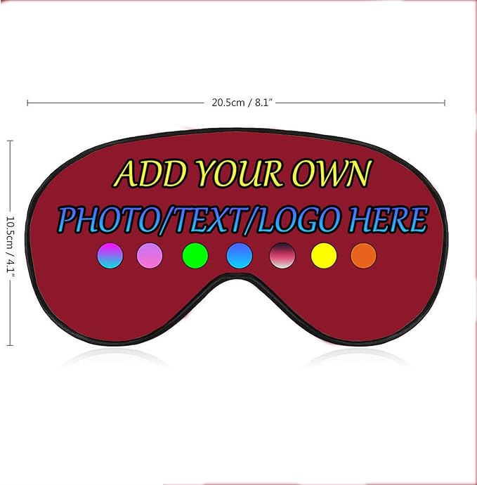 Personalized Eye Mask, Custom Eyeshade Blindfold Add Your Design Image Text Customized Eye Cover with Adjustable Strap for Sleeping Travel Work Naps Blocks Light, Dark Red