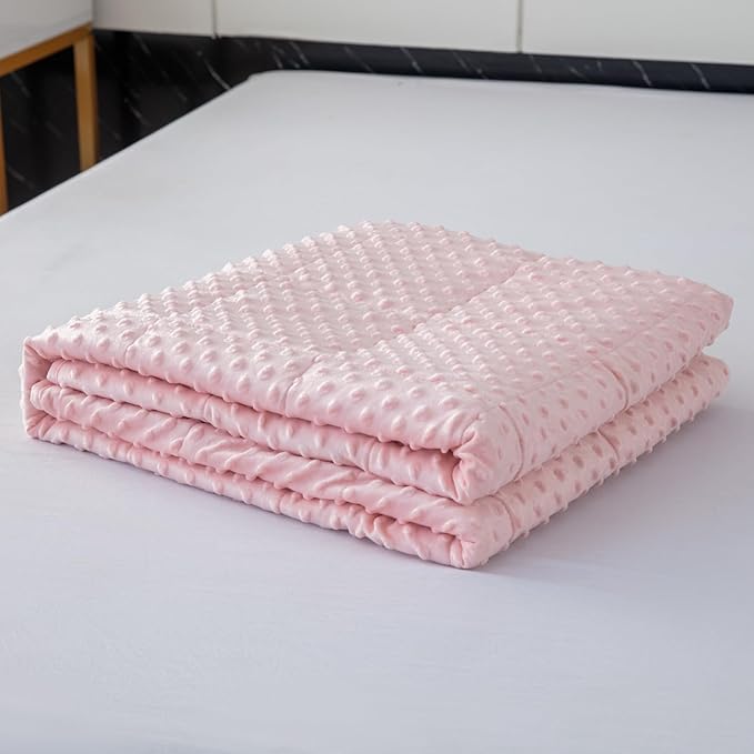 Weighted Blanket with Minky Duvet All Season,Reversible Soft Heavy Weighted Blanket for Adult Pink(7lb,40in*60in)