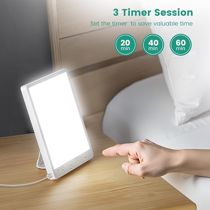 Light Therapy Lamp - 10000 Lux 3 Color Temperature & Wall Mount Therapy Light, Touch Control Daylight Lamps with Memory Function for Home/Office Use As Lift Mood.
