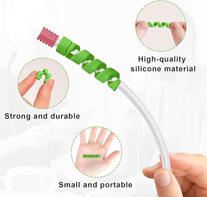 10 Pack Oxygen Tube Support Crimp Straightener for Portable Oxygen Concentrator, Oxygen Tubing Support for Oxygen Tank Oxygen Hose Nasal Cannula Oxygen Accessories (Green)
