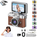 Mini Keychain Digital Camera Retro Mini Digital Video Camera Small bodycam 1080P FHD Recording with 0.96" IPS Screen with 6 Retro Filters AVI Format-Ideal for Phone Transfer (Brown, 128G)