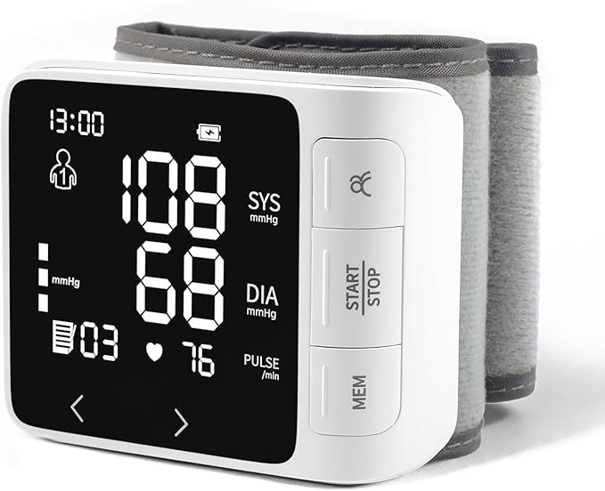 huangirl Wrist Blood Pressure Monitor | Wrist Blood Pressure Monitors for Home Use | Automatic Blood Pressure Monitor Wrist Blood Pressure Cuff with 2 Users Memory LCD Display Hypertension Alarm