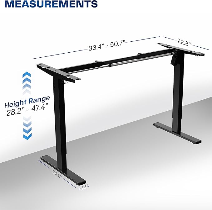 VIVO Electric Stand Up Desk Frame Workstation, Frame Only with 220 lbs Capacity, Brushless Motor Standing Height Adjustable Legs with Memory Controller, Black, DESK-V100EBY