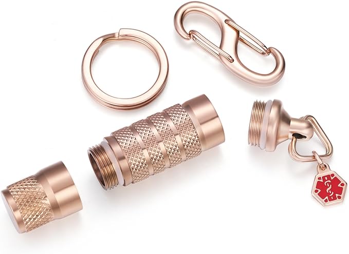 Divoti Precision CNC Machined Stainless Steel EDC Pill Fob - Micro/PVD Rose Gold W/Extender