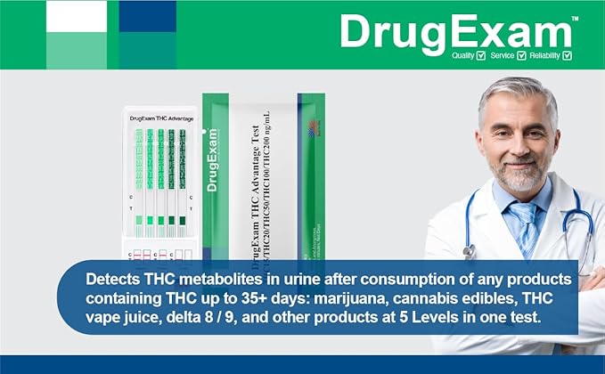 5 Pack - DrugExam THC Advantage Made in USA Multi Level Marijuana Urine Test Kit. Highly Sensitive THC 5 Level Test Kit. Detects at 15 ng/mL, 20 ng/mL, 50 ng/mL, 200 ng/mL and 300 ng/mL (5)
