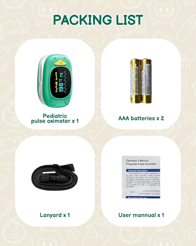 Pulse Oximeter For Kids-HOLFENRY Baby Oxygen Monitor Fingertip For Children Kids Pulse Oximeter Fingertip, Large Display, Included with AAA Battery