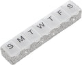 Weekly Pill Organizer 7 Day Small Pill Case Medicine Holder Daily Pill Box Bling Vitamin Container Medication Cases Organizers(White)