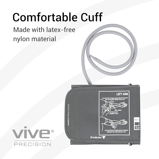 Vive Precision Blood Pressure Cuff Replacement - Compatible with Omron Series 5 & Most BP Monitors - Universal Cuff for Adults, Seniors & Elderly (X-Large)