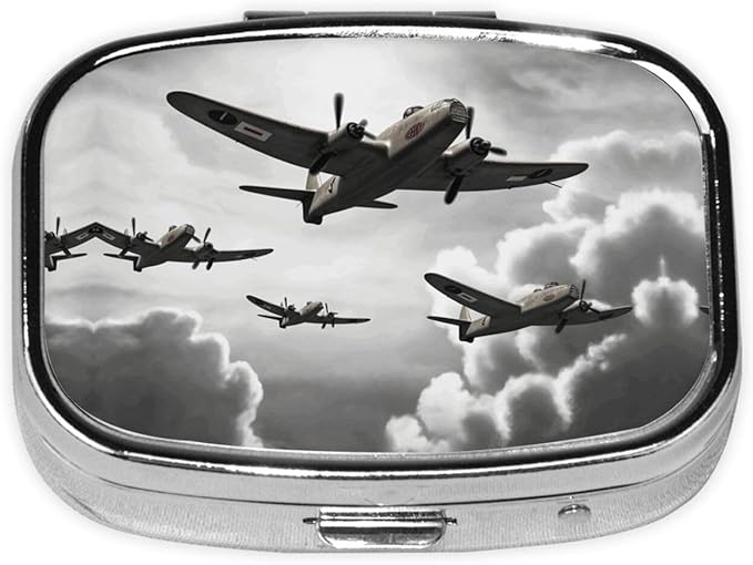 Square Pill Box 2 Compartment Medicine Pill Case World War Pill Box for Purse Pocket Waterproof Metal Pill Container Portable Pill Holder Mini Pill Organizer for Travel or Daily