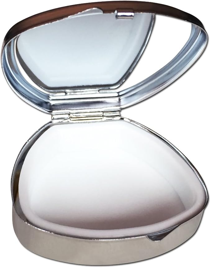 Kitten Design Round Silver Pill Box – 1-Section Pocket or Purse Travel Case for Pills Vitamins Supplements – Compact 2-Inch Diameter with Secure Latch