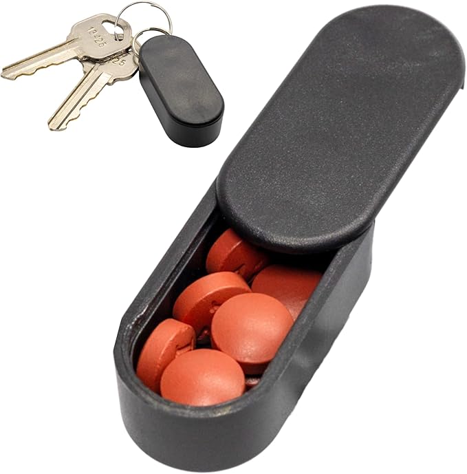 Standard Magnetic Keychain Pill Holder – Larger Capacity, Durable & Lightweight with Sleek Minimalist Design – Secure, Portable Travel Pill Organizer for Everyday Use (Midnight)
