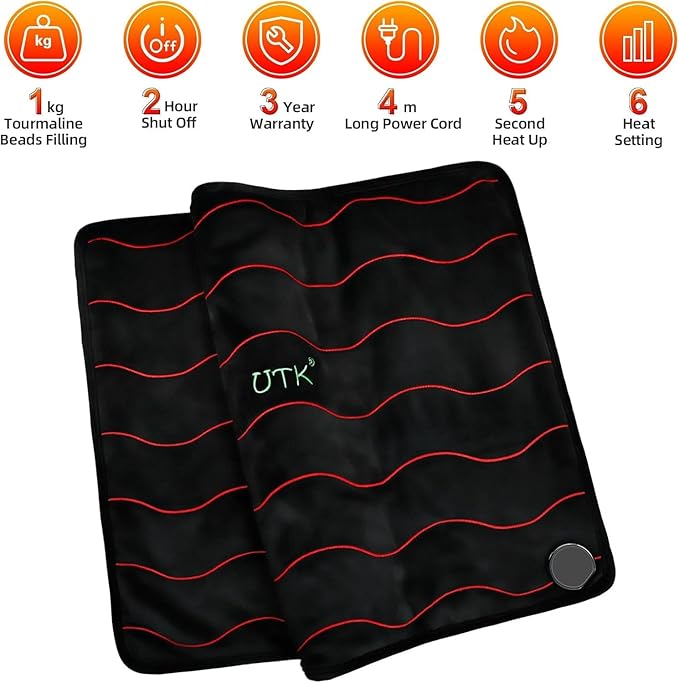 UTK Large Far Infrared Heating Pad for Back Pain Relief, Weighted Electric XL Heating Pads with Tourmaline for Neck&Shoulder, Period Cramps, Gifts for Women Mom Elder, Hot to 161℉, Auto Off, 20x24''