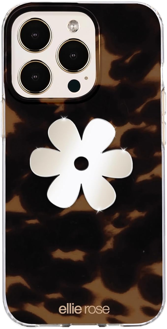 Ellie Rose Mirror Decal for Smartphone, Stick-On Mirror Phone Charm Sticker (Flower)