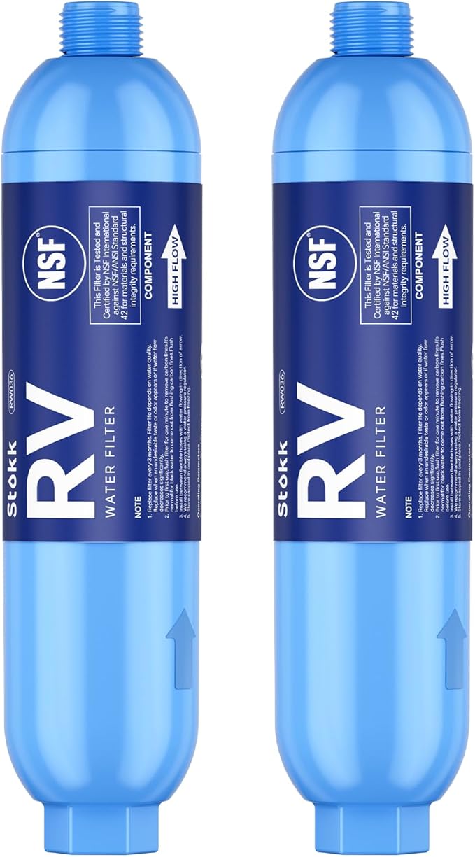 Stokk RV Water Filter, NSF Certified, RV Inline Camper Water Filter for Pool, Garden Hose Filter, Greatly Reduces Bad Taste, Chlorine, Odor, Rust and Sediment, 2 Pack