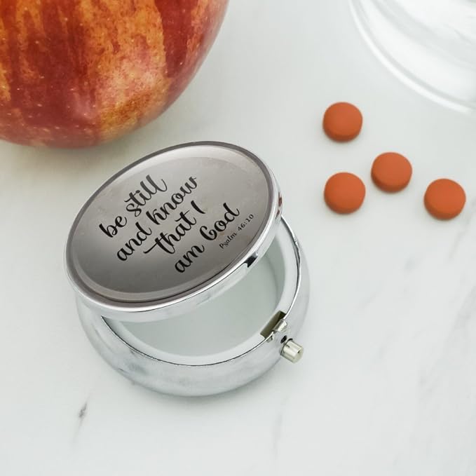 Be Still and Know That I am God Psalm Inspirational Christian Pill Case Trinket Gift Box