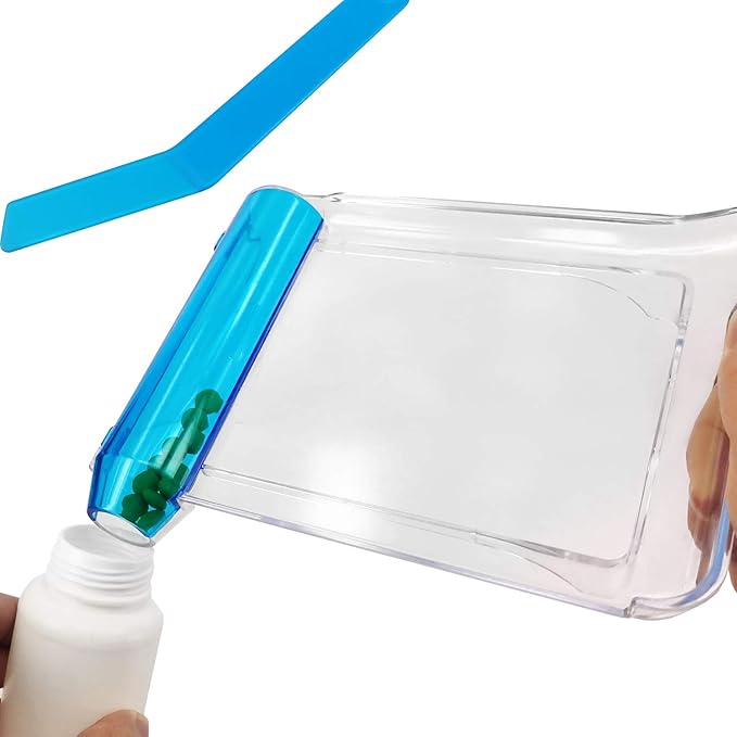 Medarchitect Right Hand Pill Counting Tray with Spatula (Clear - L Shape)