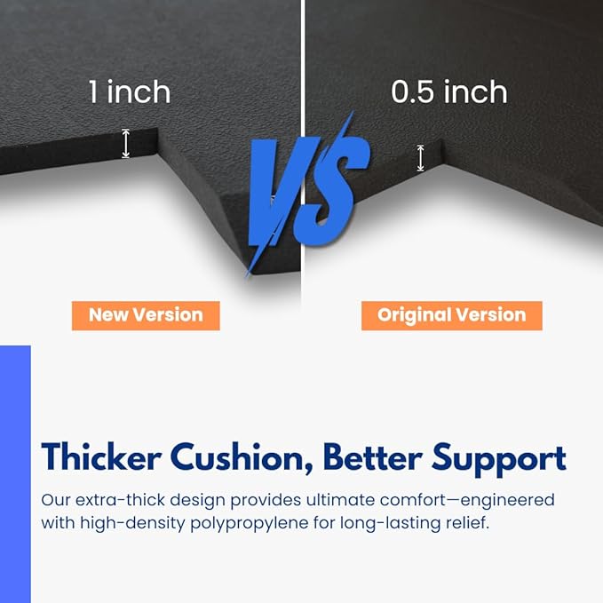 Art3d 1" Thick Kitchen Mats for Floor, Waterproof 20" X 32" Cushioned Comfort Mat, Anti Fatigue Mats for Kitchen, Ergonomic Standing Office Desk, Home and Garage, Black