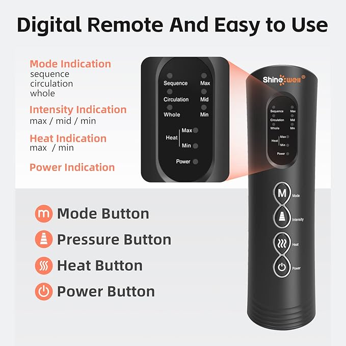 SHINE WELL Leg Massager with Heat and Compression, Legs Massage for Circulation and Pain Relief, Foot and Calf Massager for Swelling, Heated Air Compression Machine, Wellness Gift for Mom Dad