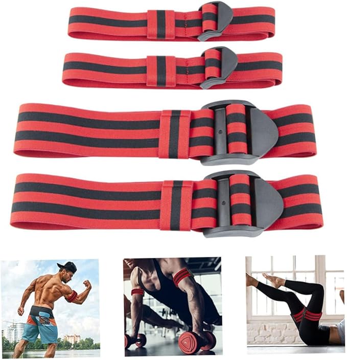 Blood Flow Restriction Bands Adjustable Occlusion Bands Portable Fabric Resistance Bands 4PCS Red Summer Sports Accessories