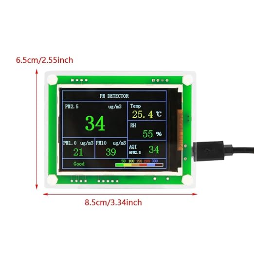 Air Quality Detector, PM2.5 Air Quality Monitor Meter Multifunctional Testing PM1.0, PM10.0, PM2.5, Temperature, Humidity, Particulate Matter for Home, Office, Car, Outdoor,