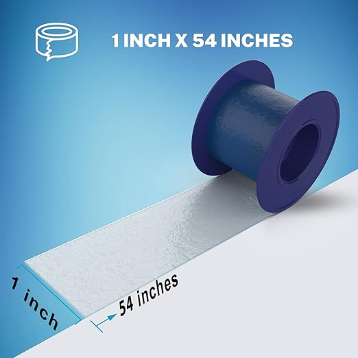 Niveus Gentle Silicone Tape Strips - Dentist Developed, Clear Soft Perforated Silicone Adhesive, FSA HSA Approved, for Sensitive Skin (1 Blue Tape Roll)