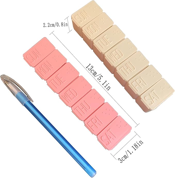 2Pack Pill Organizer Am Pm Pill Organizer 7 Day with Braille Pill case Vitamins Fish Oil Supplements