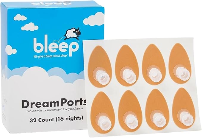 Bleep Dreamports CPAP Mask Replacement, Sleep Apnea Mask, No Nasal Insertion, Skin-Friendly Tape, 32-Pack for 16 Nights, Compatible with DreamWay Connector Kit, Essential CPAP Alternative