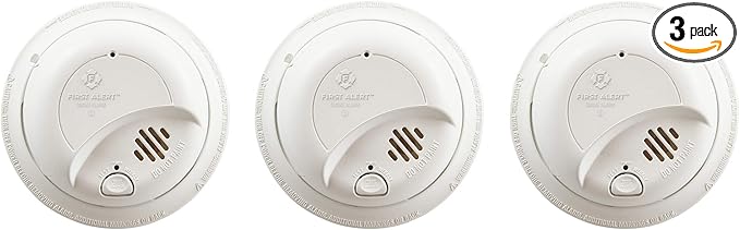 First Alert 9120B / SMI100-AC Smoke Detector, Hardwired Alarm with Battery Backup, 3-Pack