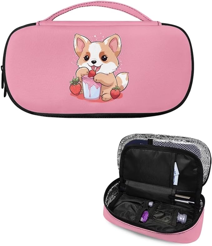 Strawberry Corgi Dog Insulin Cooler Travel Case,Diabetes Carrying Bag for Supplies Keep Medicine Cool While Traveling,Insulin Vial Protector Cooling kit for Storage,Mini Insulated Pack