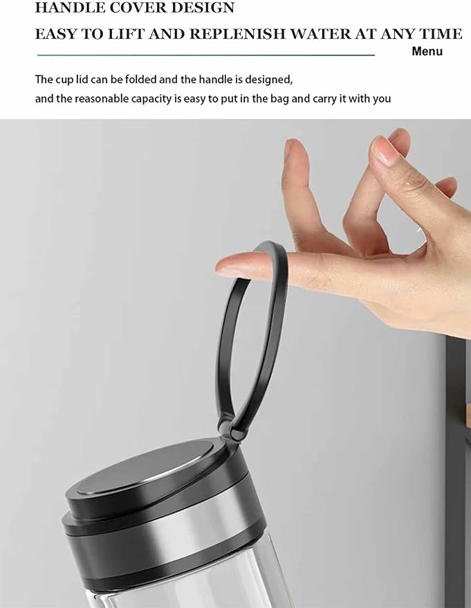 Molecular Hydrogen Water Bottle Generator, 480mL Up to 5500 PPB, Performance SPE+PEM Dual Chamber Technology, Equipped with Hydrogen Inhalation Device