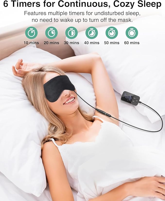 Heated Eye Mask for Dry Eyes, Electric Eye Mask with 2500mAh Battery, Washable Cover, Warm Eye Compress for Sleep and Relaxation, Rechargeable