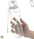 32oz/1L Sport Water Bottle, Light Tritan, Quick-Open Chug Lid/Straw 2-in-1, Leak-Proof, Dishwasher-Safe, BPA-Free, Drop-Resist & Scratch-Resist for Travel/Gym/Office (Daisy)