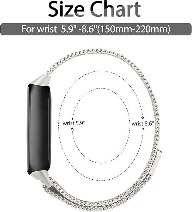 Oumida Mesh Metal Band Compatible with Fitbit Luxe Band, Stainless Steel Adjustable Loop Strap Women Men Replacement Bands for Luxe Health &-Fitness-Tracker