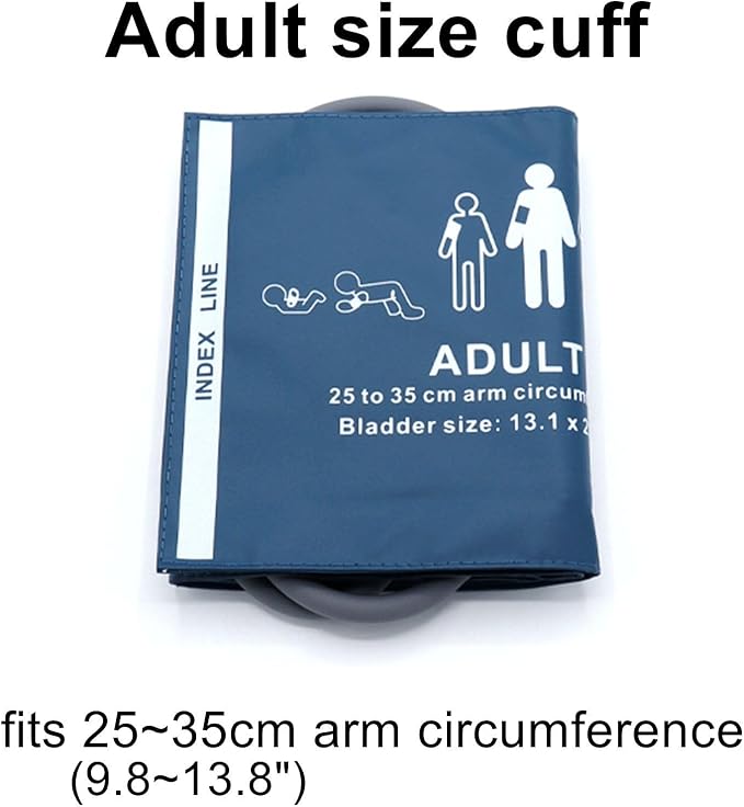 Universal NIBP Cuff with BP12 Connector for Adult, 25-35 cm Reusable Dual Tube PU Replacement BP Cuff with Inner Airbag for Blood Pressure Monitor Machine