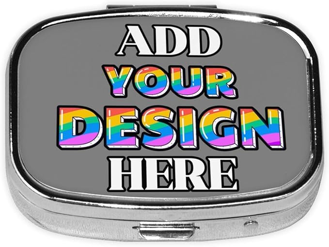 Custom Medicine Pill Organizer, Medicine Pill Box Case Container Travel Pill Holder Vitamin for Purse Med Wallet Portable Mini Pastillero Square, Gray, Customized Gifts