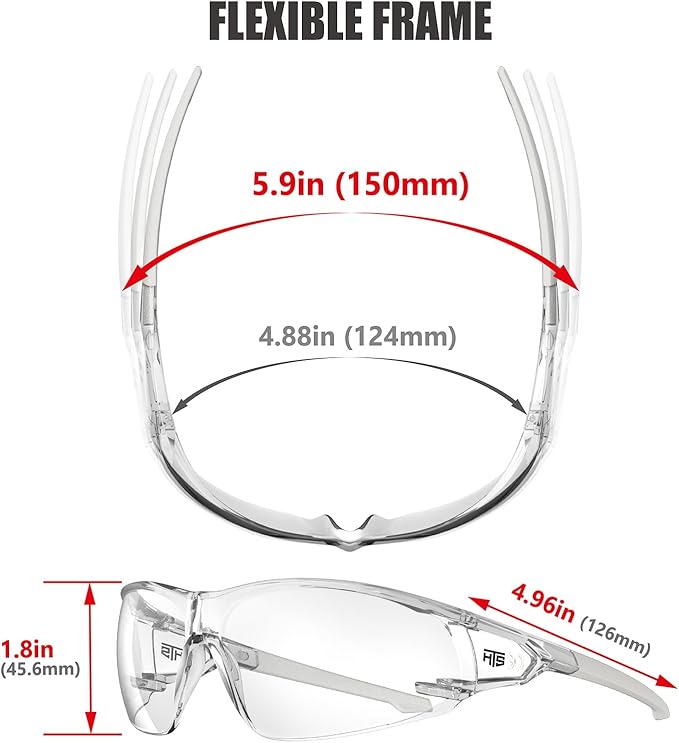 HTS HUNTERSKY ANSI Z87.1 Anti-Fog Clear Safety Glasses Pickleball Youth Baseball Lab Chemistry Goggles Scratch Resistant